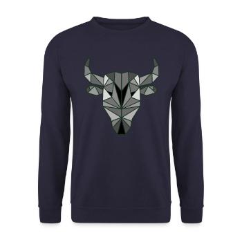 Tête de taurau façon origami - Sweat-shirt Unisexe - marine - Devant - Alina (178cm) & Michal (187cm)