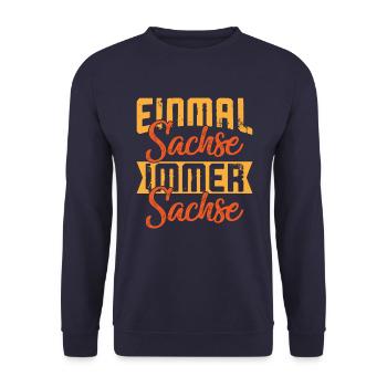 Motif saxon - UN SAXON UN JOUR, SAXON TOUJOURS - Sweat-shirt Unisexe - marine - Devant - Alina (178cm) & Michal (187cm)
