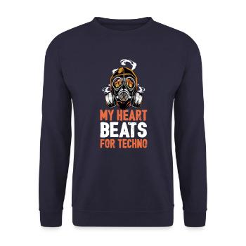 TENUE TECHNO FEMME - TENUE TECHNO HOMME - RAVER - Sweat-shirt Unisexe - marine - Devant - Alina (178cm) & Michal (187cm)