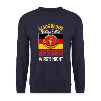 Ostdeutschalnd Ostalgie Spruch - Unisex Sweatshirt - navy - Front - Alina (178cm) & Michal (187cm)