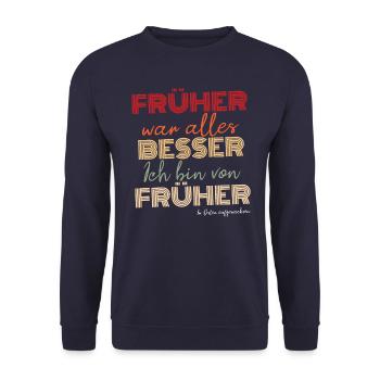 East Germany Ossi Saying - East Funny - Unisex Sweatshirt - navy - Front - Alina (178cm) & Michal (187cm)