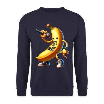Peel the Beat Banana Music - Sweat-shirt Unisexe - marine - Devant - Alina (178cm) & Michal (187cm)