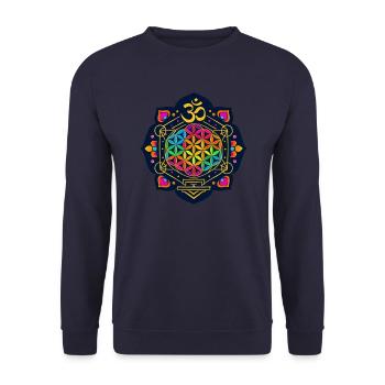 Goa Merch - Psytrance Party - Goa Mandala - Unisex Sweatshirt - navy - Front - Alina (178cm) & Michal (187cm)