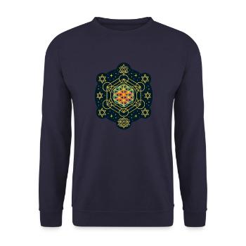 Goa Mandala - Psytrance and Goa Party - Unisex Sweatshirt - navy - Front - Alina (178cm) & Michal (187cm)