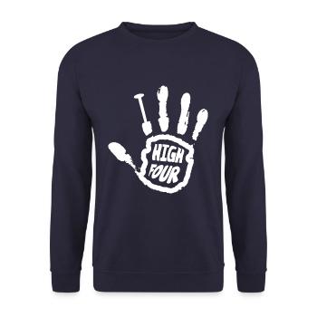 Drôle High Four Finger Amputee Missing Finger - Sweat-shirt Unisexe - marine - Devant - Alina (178cm) & Michal (187cm)