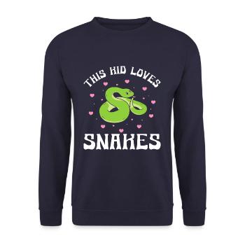This Kid Loves Snakes - Unisex Pullover - Navy - Vorne - Alina (178cm) & Michal (187cm)
