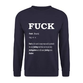 Fuck Word Meaning Duden Fun Definition Wiki - Unisex Sweatshirt - navy - Front - Alina (178cm) & Michal (187cm)
