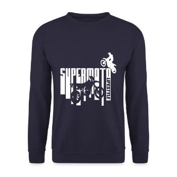 Supermoto Lifestyle Motorrad Biker Bikerin - Unisex Pullover - Navy - Vorne - Alina (178cm) & Michal (187cm)