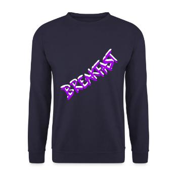 Breakfast Frühstück Essen Mahlzeit Lecker Schrift - Unisex Pullover - Navy - Vorne - Alina (178cm) & Michal (187cm)