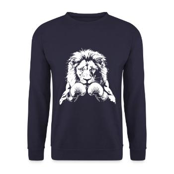 Löwe Boxer Kampfsport MMA - Unisex Pullover - Navy - Vorne - Alina (178cm) & Michal (187cm)