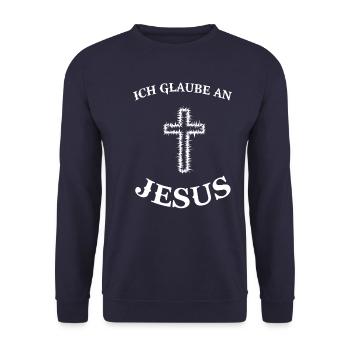 Jesus Christus Glaube Kreuz Religion Christlich - Unisex Pullover - Navy - Vorne - Alina (178cm) & Michal (187cm)
