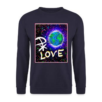 Jesus Love Pax Christ Planet Earth - Unisex Sweatshirt - navy - Front - Alina (178cm) & Michal (187cm)