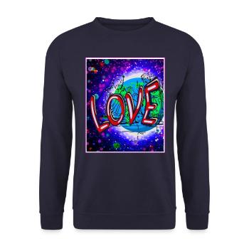 Jesus Love - on earth for love - Unisex Sweatshirt - navy - Front - Alina (178cm) & Michal (187cm)