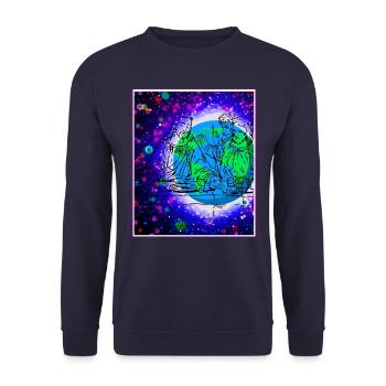 Jesus Christ on planet Earth - Unisex Sweatshirt - navy - Front - Alina (178cm) & Michal (187cm)