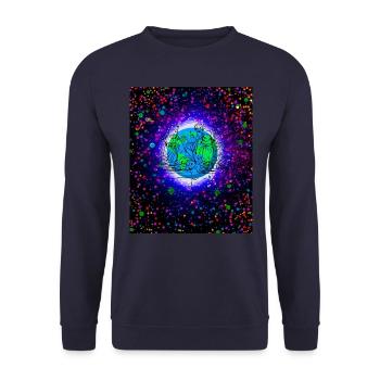 Jesus Christ at the end of the Savior of the Earth - Unisex Sweatshirt - navy - Front - Alina (178cm) & Michal (187cm)