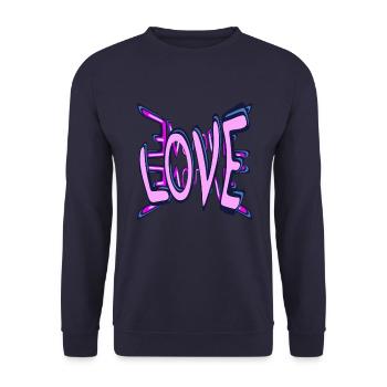 Love Love Love on pink - Unisex Pullover - Navy - Vorne - Alina (178cm) & Michal (187cm)