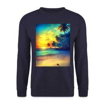 Wunderschöner farbenfroher Strand beautiful beach - Unisex Pullover - Navy - Vorne - Alina (178cm) & Michal (187cm)