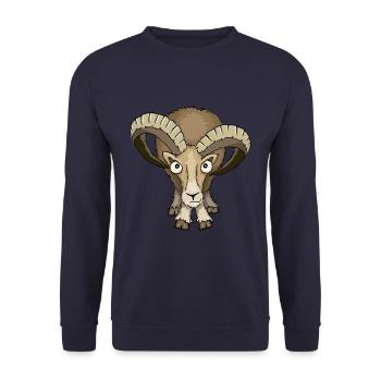 Mufflon Schafbock stare down Widder Geschenk - Unisex Pullover - Navy - Vorne - Alina (178cm) & Michal (187cm)