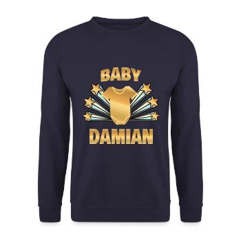 Schwanger Damian - Unisex Pullover - Navy - Vorne - Alina (178cm) & Michal (187cm)