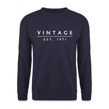 Jahrgang 1971 Geschenk - Unisex Pullover - Navy - Vorne - Alina (178cm) & Michal (187cm)