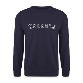 Druncle – Fun Varsity Design for Uncle - Unisex Sweatshirt - navy - Front - Alina (178cm) & Michal (187cm)