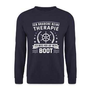 Je n'ai pas besoin de thérapie. Sur le bateau. cadeau - Sweat-shirt Unisexe - marine - Devant - Alina (178cm) & Michal (187cm)