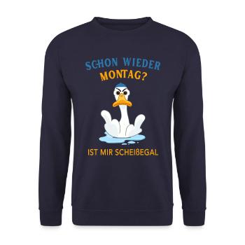 Schon wieder Montag? Ist mir Scheißegal - Unisex Pullover - Navy - Vorne - Alina (178cm) & Michal (187cm)