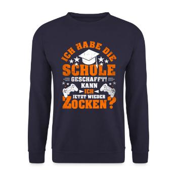 Abitur Abschluss Grundschule Realschule Geschenk - Unisex Pullover - Navy - Vorne - Alina (178cm) & Michal (187cm)