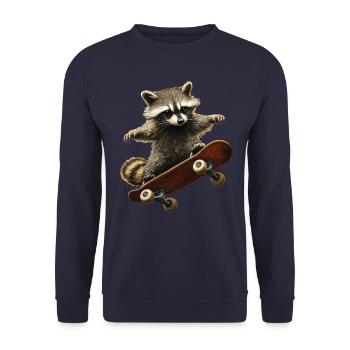 Raccoon Skateboard - Unisex Sweatshirt - navy - Front - Alina (178cm) & Michal (187cm)