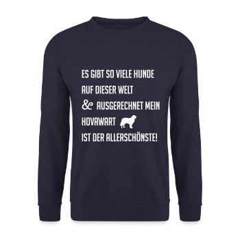 Schönster Hund Hovawart Hundespruch Hund Hundebesi - Unisex Pullover - Navy - Vorne - Alina (178cm) & Michal (187cm)