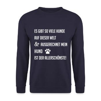 Schönster Hund Hundespruch Hund Hundebesitzer - Unisex Pullover - Navy - Vorne - Alina (178cm) & Michal (187cm)