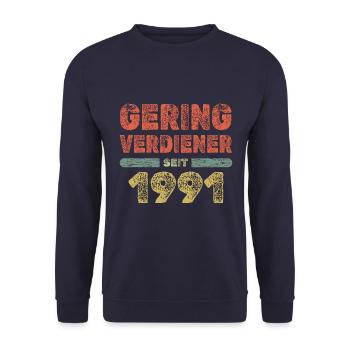 Jahr 1991 - Unisex Pullover - Navy - Vorne - Alina (178cm) & Michal (187cm)