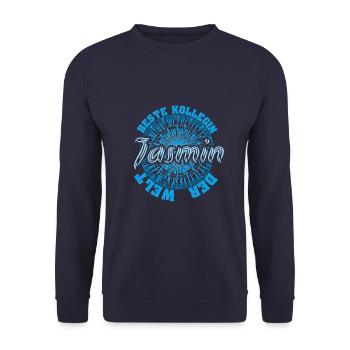 Vorname Jasmin - Unisex Pullover - Navy - Vorne - Alina (178cm) & Michal (187cm)