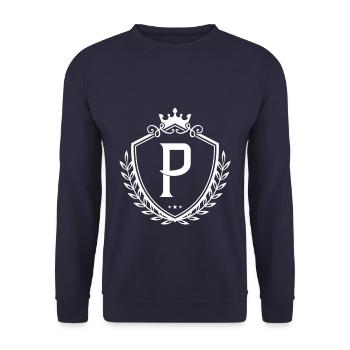 P letter coat of arms crown - Unisex Sweatshirt - navy - Front - Alina (178cm) & Michal (187cm)