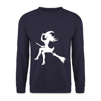 Witch / Befana on broom - Unisex Sweatshirt - navy - Front - Alina (178cm) & Michal (187cm)