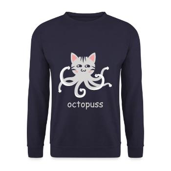 Cat octopuss Funny Animal Puns - Unisex Sweatshirt - navy - Front - Alina (178cm) & Michal (187cm)