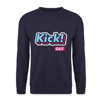 Pop Art Comic Retro Vintage Text "Kick Out" - Unisex Sweatshirt - navy - Front - Alina (178cm) & Michal (187cm)