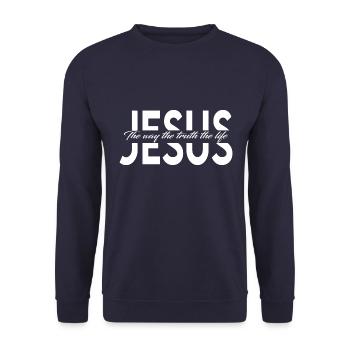 Jesus The Way The Truth The Life - Unisex Sweatshirt - navy - Front - Alina (178cm) & Michal (187cm)