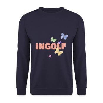 Vorname Ingolf - Unisex Pullover - Navy - Vorne - Alina (178cm) & Michal (187cm)