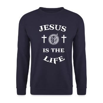 Jésus-Christ Christianisme religieux Croix Dicton - Sweat-shirt Unisexe - marine - Devant - Alina (178cm) & Michal (187cm)
