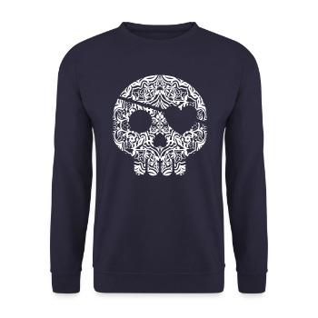 Pirate Skully v03 - Unisex Sweatshirt - navy - Front - Alina (178cm) & Michal (187cm)