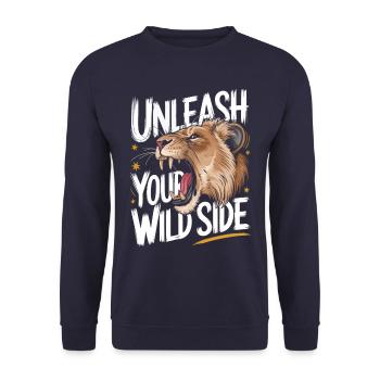 Lion Lion Animal Africa - Unisex Sweatshirt - navy - Front - Alina (178cm) & Michal (187cm)