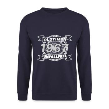 Oldtimer 1967 - Unisex Pullover - Navy - Vorne - Alina (178cm) & Michal (187cm)