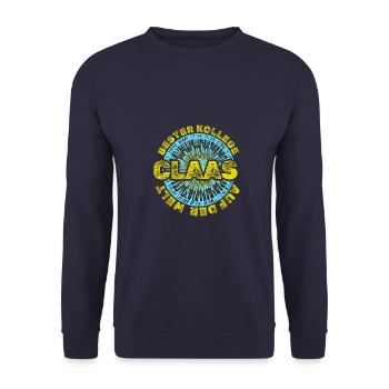 Geschenk für Claas - Unisex Pullover - Navy - Vorne - Alina (178cm) & Michal (187cm)