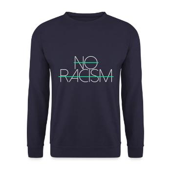 no racism no racism scripture - Unisex Sweatshirt - navy - Front - Alina (178cm) & Michal (187cm)