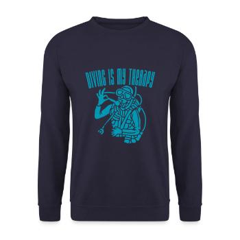 Tauchen ist meine Therapie (1) - Unisex Pullover - Navy - Vorne - Alina (178cm) & Michal (187cm)