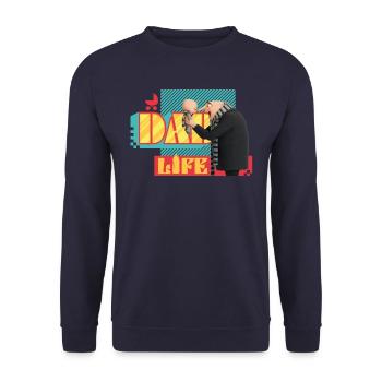 Minions Dad Life Gru Und Gru Junior - Unisex Pullover - Navy - Vorne - Alina (178cm) & Michal (187cm)