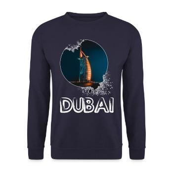 Dubai Burj Al Arab Skyline - Unisex Sweatshirt - navy - Front - Alina (178cm) & Michal (187cm)