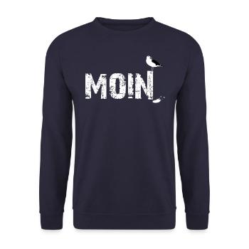 Möwe moin schiss - Unisex Pullover - Navy - Vorne - Alina (178cm) & Michal (187cm)