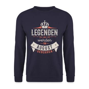 Legenden werden im August gebohren - Unisex Pullover - Navy - Vorne - Alina (178cm) & Michal (187cm)